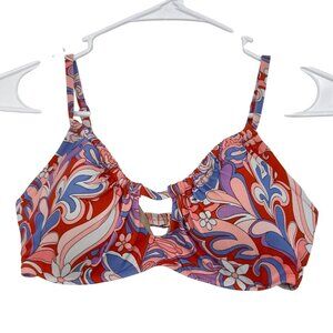Shade & Shore Womens Floral Printed Bikini Top Size 34C Multicolor Nylon/Spandex